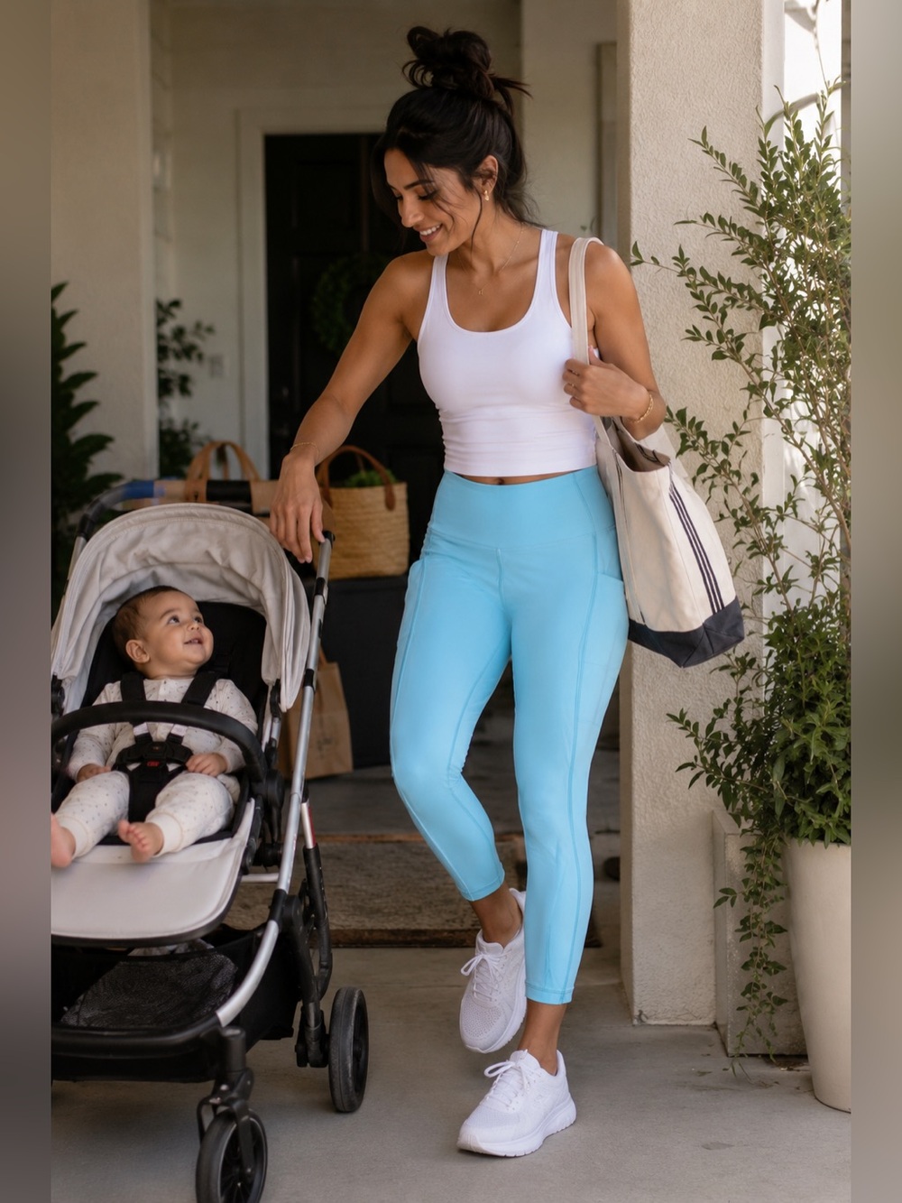 Lululemon Size 10 Aqua Blue High Rise Crop Leggings Yoga Workout Athleisure